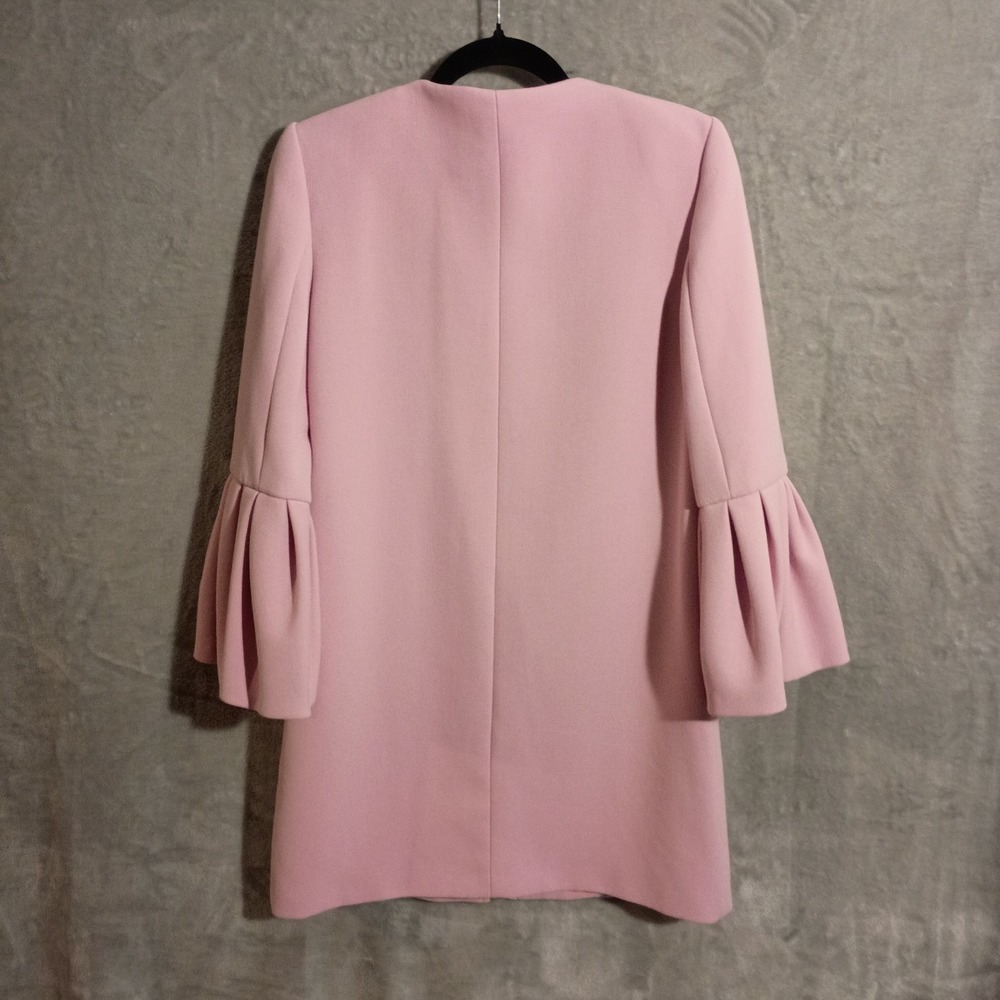 Zara Pink Ruffle Bell Sleeve Coat Lined Full Zip Sz XS Peacoat - Picture 5 of 13